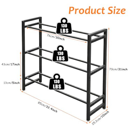 3-Tier Adjustable Dumbbell Rack, Heavy-Duty Weight Storage Stand, 390 LB Capacity, Space-Saving Home Gym Organizer - color: Black