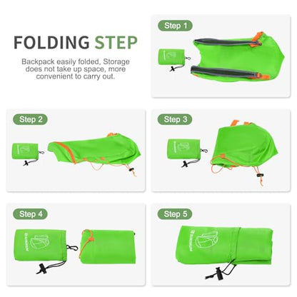 20L Small Hiking Backpack Lightweight Packable Daypack Green - color: Green