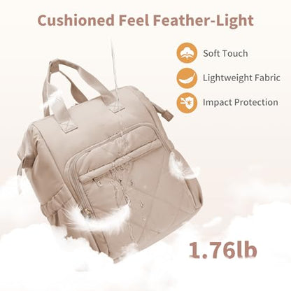 CEI-CEI Diaper Bag Backpack for Mom and Dad, Puffer Baby Bag Backpack with Insulated Pocket, Water-Resistant, Unisex Travel Backpack with Changing Pad & Stroller Straps - color: Khaki