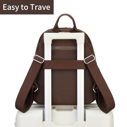 Tanweibago Mini Nylon Women Backpacks,11L Small Ladies backpacks Casual Lightweight Women Shopping Travel Daypack (Brown) - color: Brown