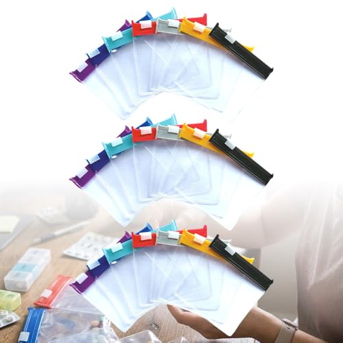 Reusable Pill Pouches for Travel: Color Coded Self Sealing Medicine Bags - Waterproof EVA Pill Pockets for Storage (3 Set)