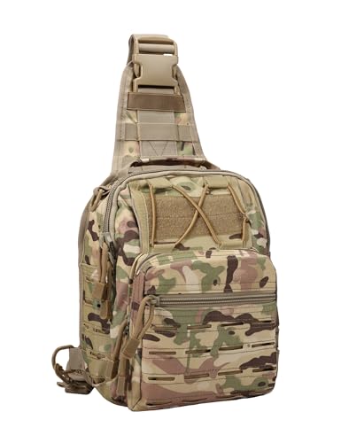 BOMTURN Tactical Backpack-1000D Waterproof Military Backpack/Laser-Cut/CCW Bags Sling Bag Tactical Satchel Shoulder Bag Men - color: Camo