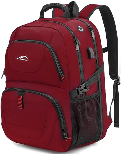 ProEtrade Travel Backpack, Extra Large Laptop Backpack Business Anti Theft TSA Approved College Work Computer Bag Fits 17 Inch Laptop with USB Charging Port for Women Men(Red) - color: Red, size: 17 Inch