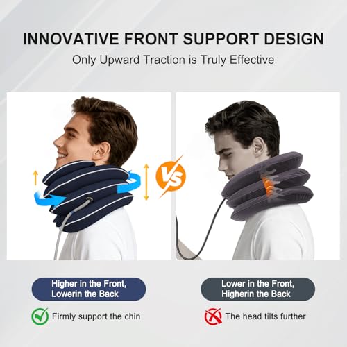 Cervical Neck Traction Device for Home Use, Inflatable Neck Stretcher for Instant Neck Pain Relief, Adjustable Neck Support Brace, Neck Decompression, Neck Extender - color: Blue