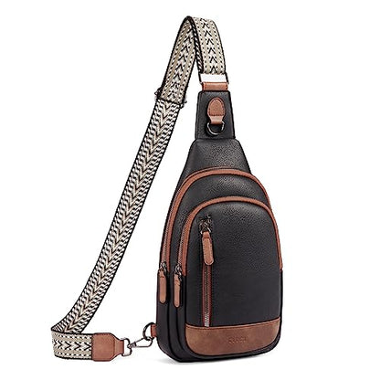 CLUCI Crossbody Bags for Women Men,Leather Sling Bag Cross Body Backpack for Woman Gifts for Women Birthday Unique - color: 0-0 Black With Brown