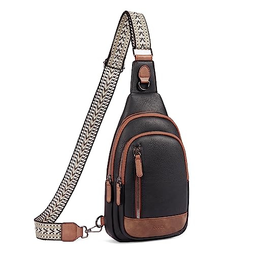 CLUCI Crossbody Bags for Women Men,Leather Sling Bag Cross Body Backpack for Woman Gifts for Women Birthday Unique - color: 0-0 Black With Brown