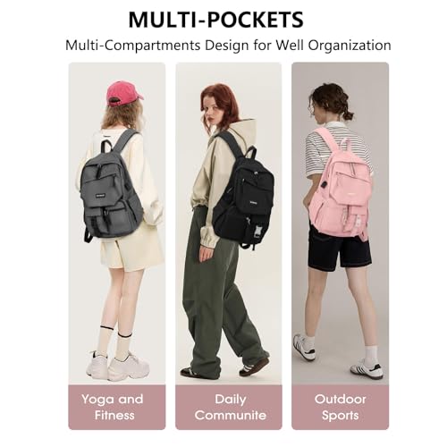 School Backpack College Bookbag for Teen — Student Aesthetic Bagpack for Girls 15.6 Inch Casual Daypack with USB Charger Women Laptop Backpacks Anti Theft Cute Fashion Book Bag Travel Back Pack Pink