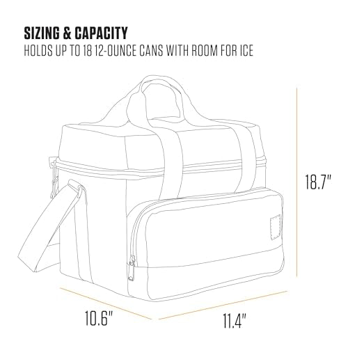 Carhartt Insulated Two Compartment Cooler, Durable Water Repellent Material W/Front Zippered Pocket for Camping, Beach & Travel - color: Carhartt Brown, style: 18 Can