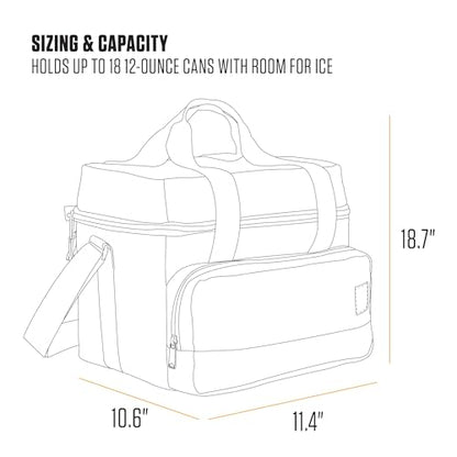 Carhartt Insulated Two Compartment Cooler, Durable Water Repellent Material W/Front Zippered Pocket for Camping, Beach & Travel - color: Carhartt Brown, style: 18 Can