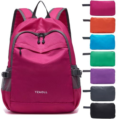 YZAOLL 20L Small Hiking Backpack Lightweight Day Packs, Packable Backpack for Women Men Travel Camping Vacation,Rose - color: A-20l-arose
