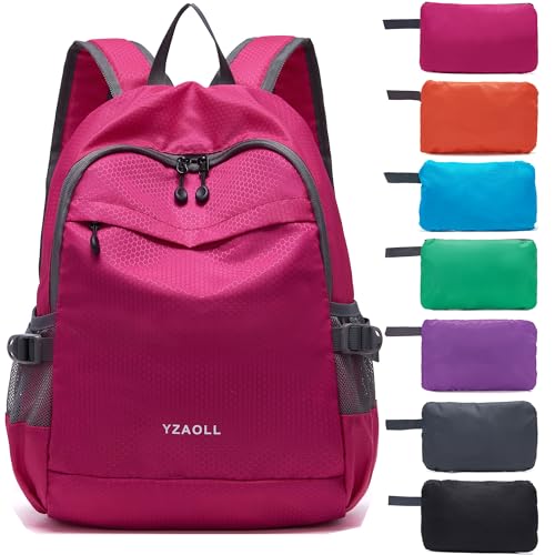 YZAOLL 20L Small Hiking Backpack Lightweight Day Packs, Packable Backpack for Women Men Travel Camping Vacation,Rose - color: A-20l-arose