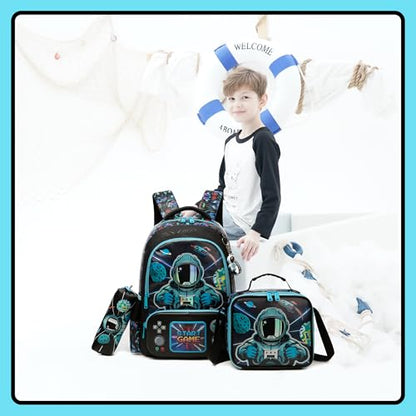 Meetbelify Kids School Backpacks for Girls Boys Backpack with Lunch Bag for Elmentary Students - color: 02 Space