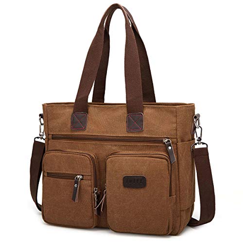 ToLFE Women Top Handle Satchel Handbags Shoulder Bag Messenger Tote Bag Purse Crossbody Bag Travel Work Tote Bag - color: New-brown, size: Double handles with 9.1" drop