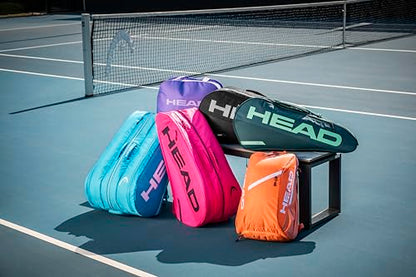 HEAD Tour Racquet Bag M (6R) Tennis Bag - Holds Up to 6 Racquets, CCT+ Climate Control Technology, 2 Main Compartments, Shoe Pocket & Backpack Carry System | 6 Racquet Capacity - color: Blue
