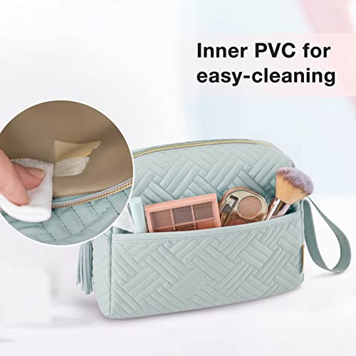 BAGSMART Makeup Bag, Cosmetic Bag for Purse,Travel Make Up Pouch,Water-resistant Toiletry Bag Elegant Roomy, Makeup Accessories Organizer, Light Blue - color: Ⅳ-Light Blue