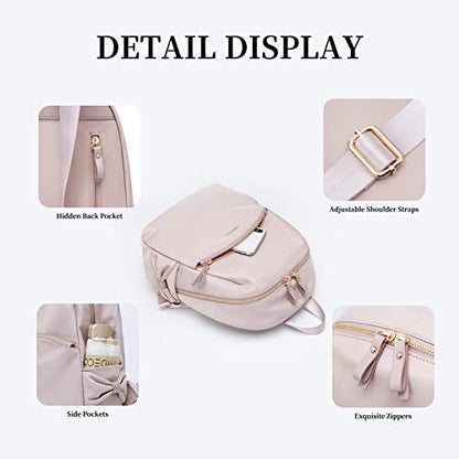 GOLF SUPAGS Stylish Laptop Backpack Purse for Women Girls Casual Travel Daypack Mini Backpack Handbag Nylon Bookbag - color: Soft Pink