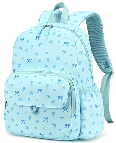BTOOP Kids Backpack for Boys Girls 3-6, Preschool Kindergarten Backpack with Insulated Lunch Compartment & Chest Strap (Blue-Bow, Age 3-6 (14.5" H Fit Folder)) - color: Blue-bow, size: Age 3-6 (14.5" H Fit Folder)