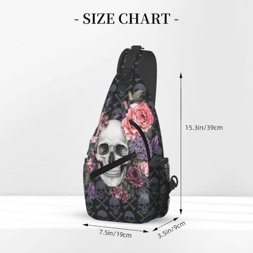 Sling Backpack Unisex Crossbody Chest Bag Shoulder Chest Bag For Women Men Hiking Travel - color: Skull