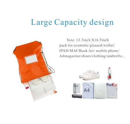 Drawstring Backpack Bulk 20 Pcs Draw String Bags DIY Gym Sports Traveling Yoga Cinch Bag Sackpack Drawstring Memo Card (orange) - color: Orange