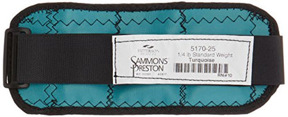 Sammons Preston - 81842 Cuff Weight, 0.25 lb, Turquoise, Velcro Strap & D-Ring Closure, Grommet for Easy Hanging, Lead Free Steel Ankle & Wrist Weights, For Strength Building & Injury Rehab, Sold Individually - style: 0.25 lbs.