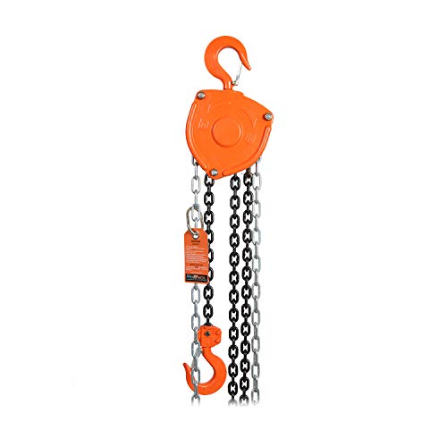 Prowinch 4400 lbs. 2 Ton 20 ft Manual Chain Hoist with Durable G80 Black Tempered Chain for Heavy-Duty Lifting and Rigging in Industrial and Construction Applications - size: 2 TON 20 FT