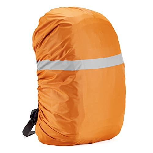 Waterproof Rucksack Cover Backpack Rain Cover 30L-100L for Travel Climbing Hiking (Orange-Reflective, 90L-100L)
