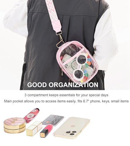 Clear Bag for Stadium Events Clear Purses for Women Stadium, Clear Sling Bag Clear Bag Stadium Approved, Back Pack Crossbody Bags for Women Men (Grey) - color: Grey