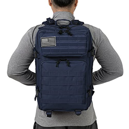 QT&QY 45L Military Tactical Backpacks Molle Army Assault Pack 3 Day Bug Out Bag Hiking Treeking Rucksack… - color: 3.1 Dark Blue