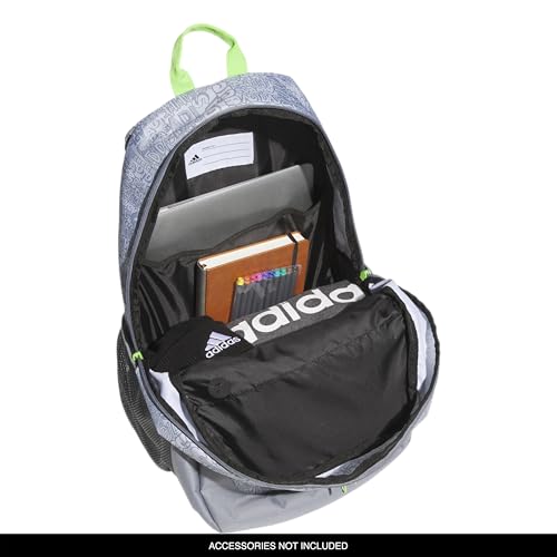 adidas Excelerator School Backpack, 33L - color: Adi Font Madness Stone Grey/Lucid Lime Green, size: OSFA