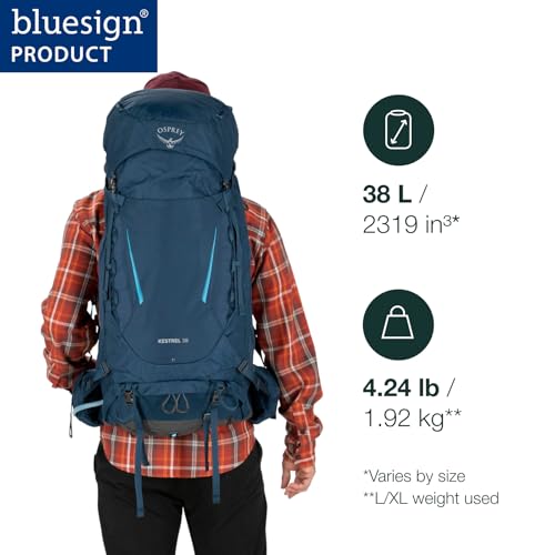 Osprey Kestrel 38L Men's Backpacking Backpack, Black, L/XL - color: Black, size: Large-X-Large