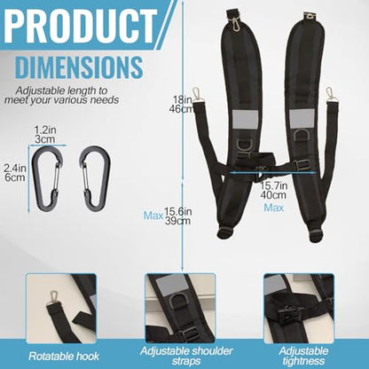 PAASTAl Backpack Straps,Relacement Adjustable Padded Shoulder Straps for Bag, with Metal/Plastic Clips. - color: Black Alloy