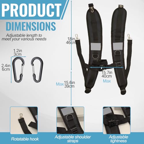 PAASTAl Backpack Straps,Relacement Adjustable Padded Shoulder Straps for Bag, with Metal/Plastic Clips. - color: Black Alloy