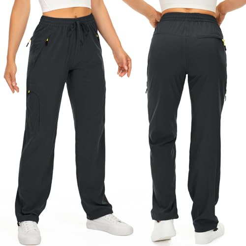 Womens Hiking Pants Quick Dry UPF 50 Lightweight Travel Golf Cargo Safari Pants Zipper Pockets - color: Dark Grey, size: X-Small Petite