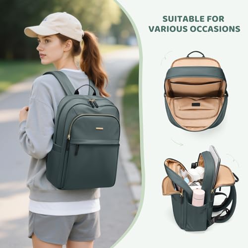 Hiking Travel Backpack for Women Casual Business Weekender Multilayer Laptop Bag,16 Inch,DarkGreen - color: A-darkgreen, size: 16 Inch