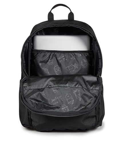 JanSport Venture Daypack – Travel Pack With Large Main Compartment, Padded Laptop Sleeve, Dual Water Bottle Pockets, and Attachment Buckles, Black - color: Black, style: Venture Daypack