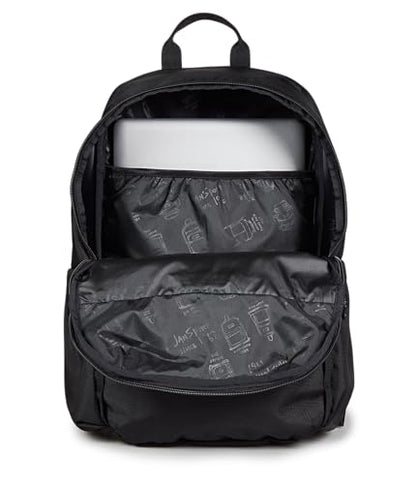 JanSport Venture Daypack – Travel Pack With Large Main Compartment, Padded Laptop Sleeve, Dual Water Bottle Pockets, and Attachment Buckles, Black - color: Black, style: Venture Daypack