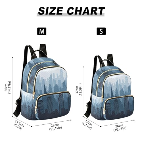 STAYTOP Mini Backpack for Women, City Night Skyline Small Backpack Purse Lightweight Daypack 14L - size: 11.41x6.1x14.17 In
