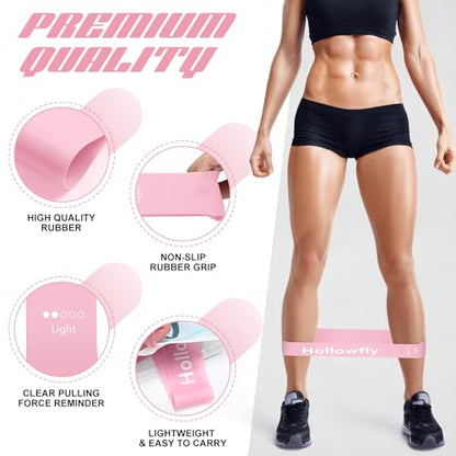 Hollowfly 12 Pcs Latex Resistance Loop Exercise Bands for Booty Workout Stretch Exercise Bands Non Slip for Legs Squat Resistance Loop Women Men Starter Butt Hip Thigh Fitness - color: Light Pink, style: Light