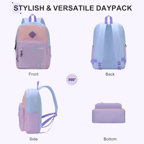 VX VONXURY Backpack for Men Women, Lightweight Kids School Bag, Classic Basic Laptop Bookbag for College Work Travel Hiking - color: Blue Purple