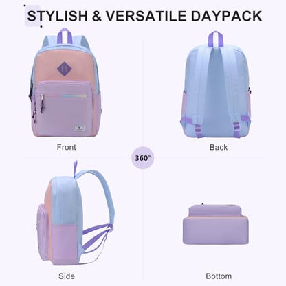 VX VONXURY Backpack for Men Women, Lightweight Kids School Bag, Classic Basic Laptop Bookbag for College Work Travel Hiking - color: Blue Purple