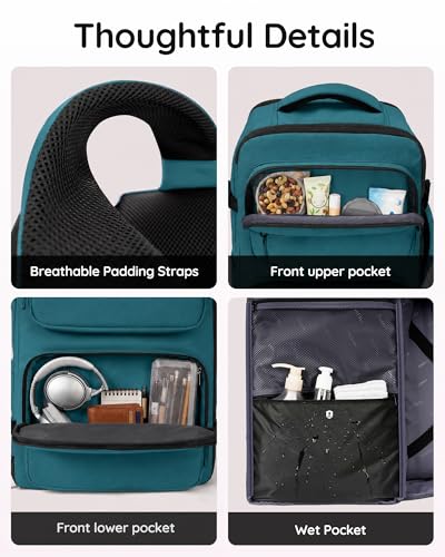 Taygeer Travel Personal Item Bag 18 x 14 x 8 Inches, Under Seat Carry on Backpack for Women with Water Bottle Pocket, Shoe Pouch and TSA Approved Laptop Compartment Fits 15.6 Inch Laptop, Peacock Blue - color: Peacockblue