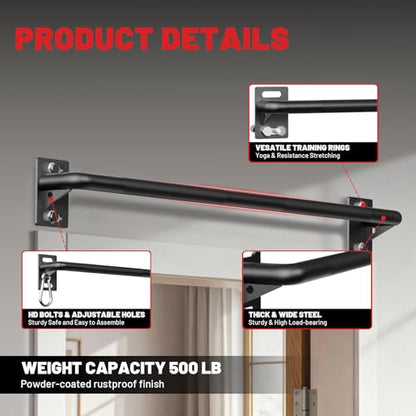 PAPABABE Wall Mounted Pull Up Bar, Chin Up Bar, Strength Training Pull-Up Bars Chin Up Bars for Home Gym - style: 36 inch