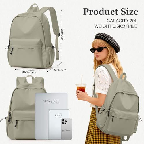 Middle School Backpack For Men Women Simple Backpack For College Students Aesthetic High School Bag Waterproof Bookbag For Teens Girls Boys（Green） - color: A4-green