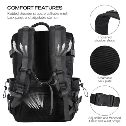 35L Tactical Backpack with Shoe Compartment & Molle Admin Pouch Combo – 1000D Water Resistant Military Backpack for Laptop 15.6” + Laser Cut EDC Tool Organizer Bag – Outdoor Hiking Gym Assault