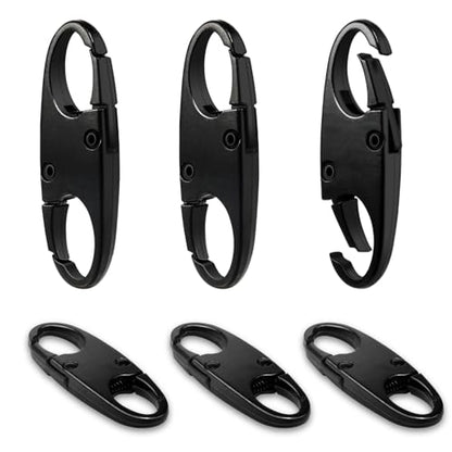 6Pcs Double Opening Lock Zipper Pull Replacement Clips, Small Carabiner Clips, Zipper Locks Anti Theft Deterrent for Bag Luggage Pickpocket Backpack Purse Travel Suitcase (Black) - color: 6pcs Black