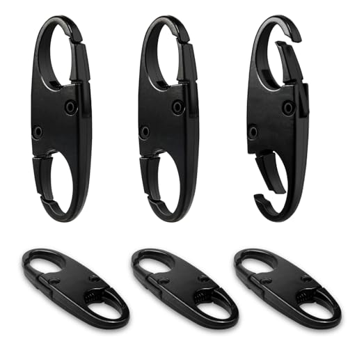 6Pcs Double Opening Lock Zipper Pull Replacement Clips, Small Carabiner Clips, Zipper Locks Anti Theft Deterrent for Bag Luggage Pickpocket Backpack Purse Travel Suitcase (Black) - color: 6pcs Black