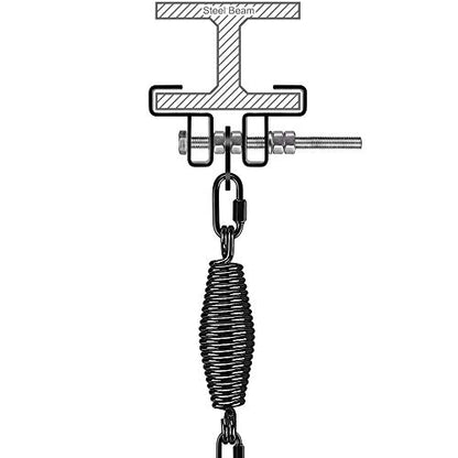 Dolibest Heavy Duty Steel Beam Hanger, Heavy Bag Mount, I Beam Heavy Bag Hanger for Punching Bag Hanger Boxing Muay Thai Training (with Spring) - color: A: I- beam hanger with Spring