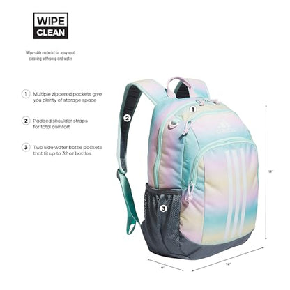 adidas Creator School Backpack for Girls & Boys — Durable Bookbag - color: Gradient Flash Aqua/Onix Grey/White