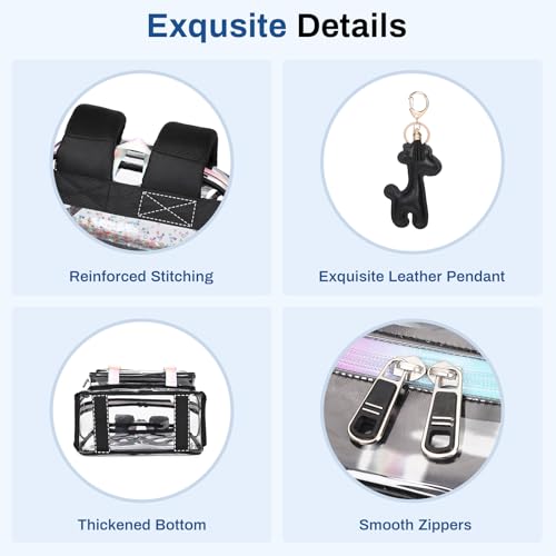 Sisipoet Clear Backpack for School, PVC Clear Bookbag Heavy Duty Transparent Backpack for Stadium Events See Through Bag - color: 1pc-black Sequin
