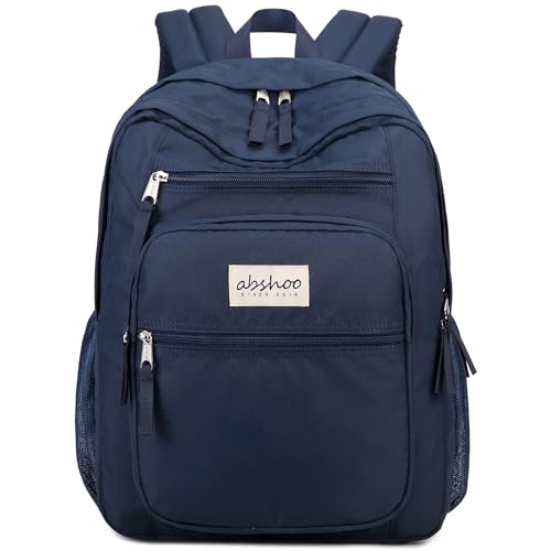 abshoo 34L Big Student Backpack for School Water Resistant Lightweight College Bookbag Travel Backpack (Navy) - color: Navy